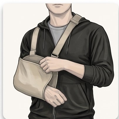 Insert your forearm into the sling pouch